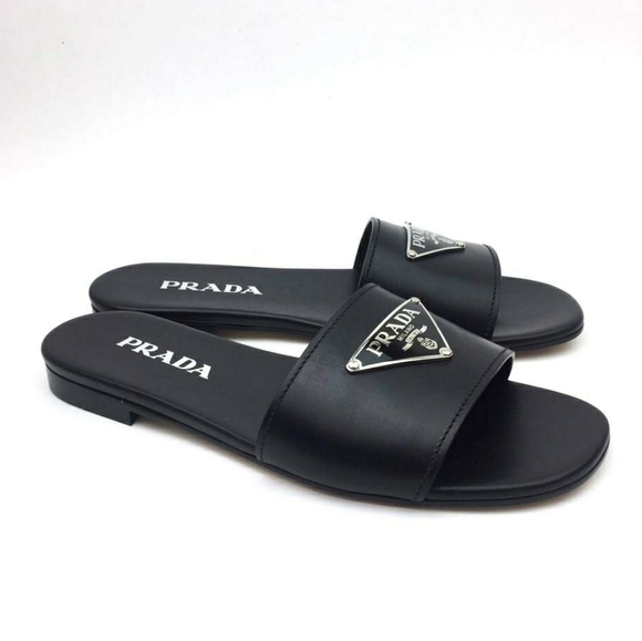 PRADA Triangle Logo Slide Sandal sz 8 - Picture 2 of 12